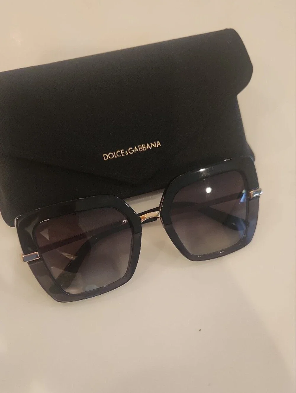 Dolce & Gabbana Black Sunglasses with Gold Accents